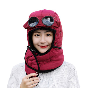 Thermal Winter Trapper Hat with Glasses 3 in1