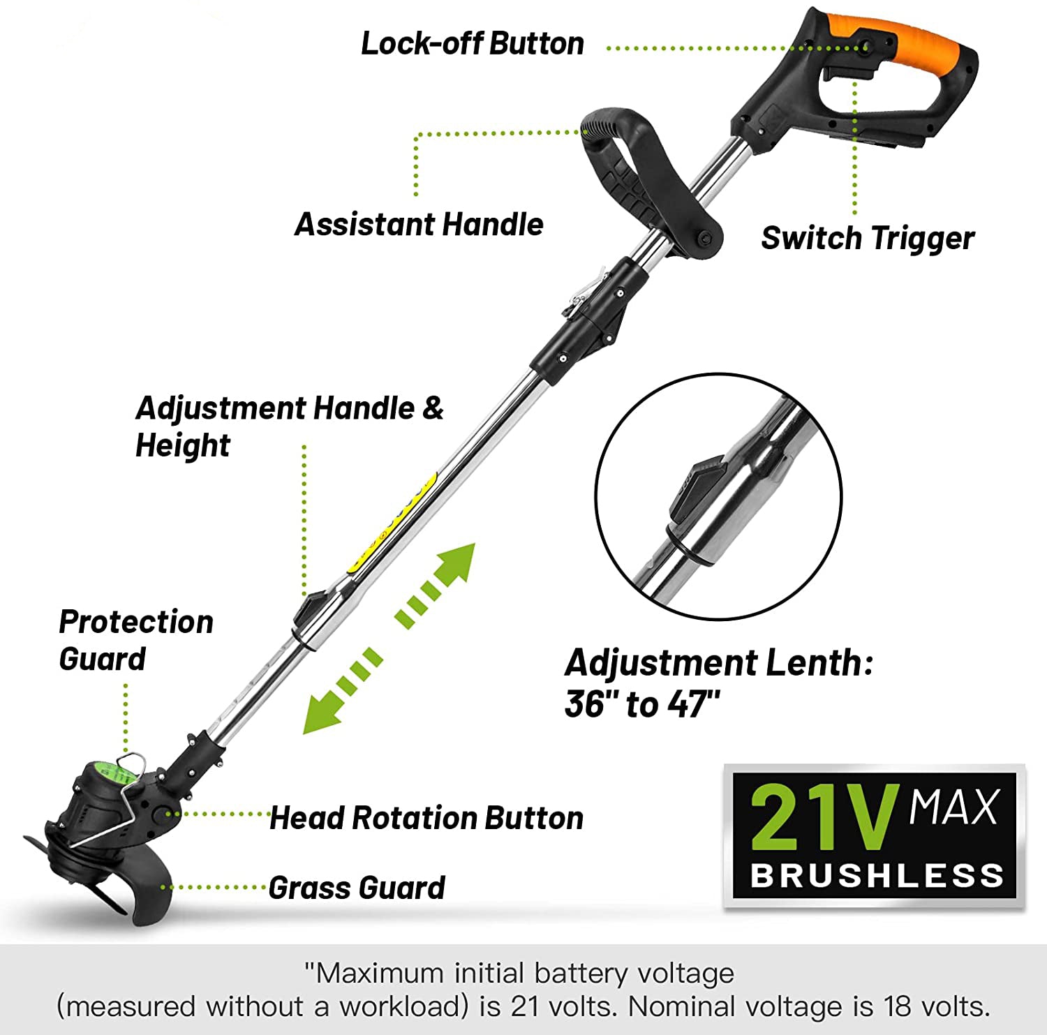Electric Cordless Lawn Grass Weed Wacker Edge Trimmer